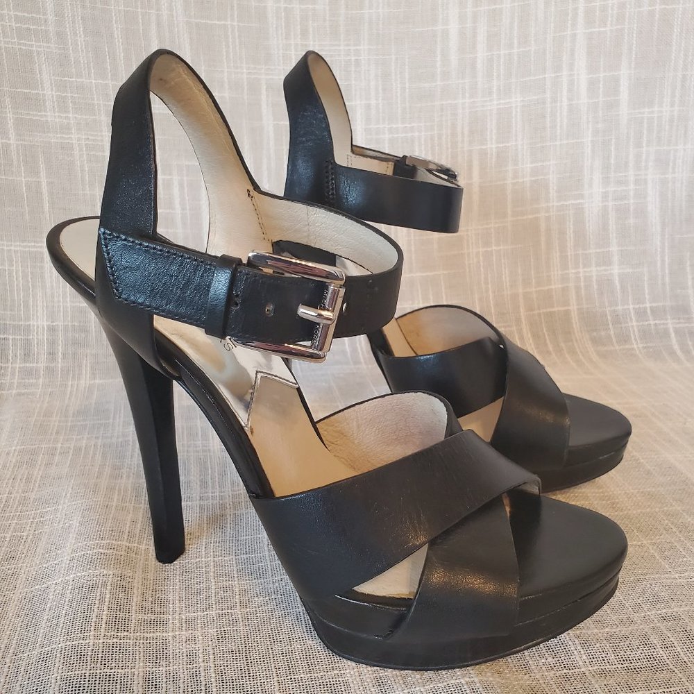 Michael Kors black strappy slingback platform stiletto 7.5